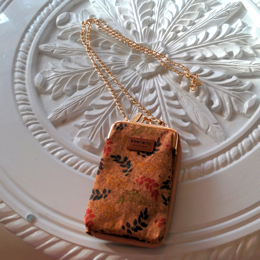 Baellerry, Crossbody Wallet, Gold Chain, Cork Effect